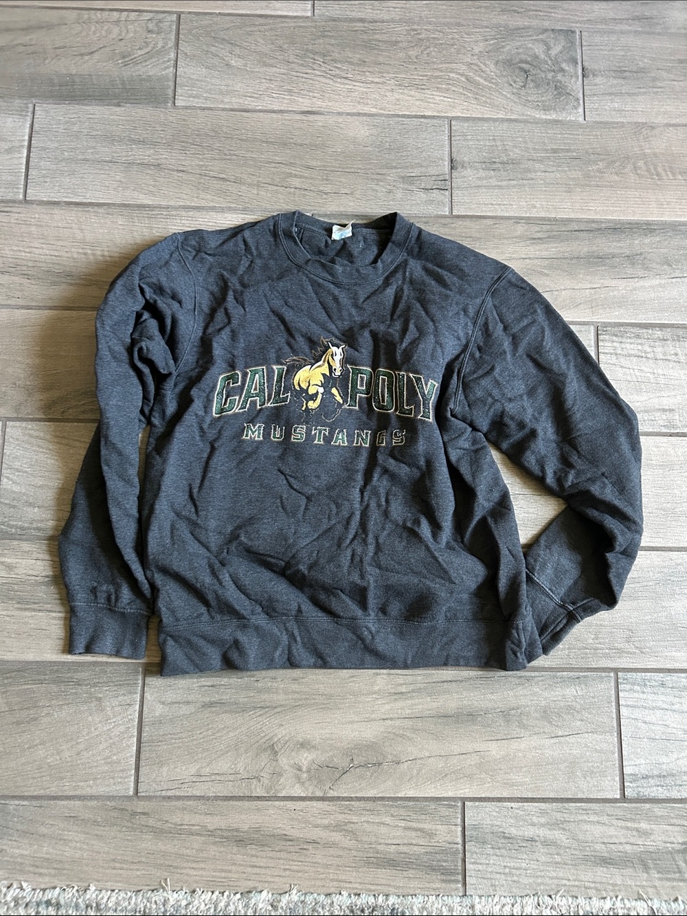 Port and Company Charcoal Cal Poly Mustangs Crewneck Sweatshirt